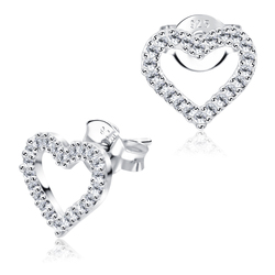 Gorgeous CZ Heart Silver Stud Earring STS-5084